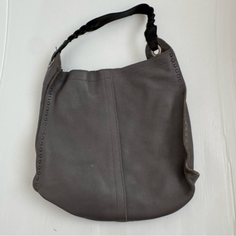 Lucky Brand y2k Gray Leather Women's Bag braided handle super soft leather - Picture 2 of 10